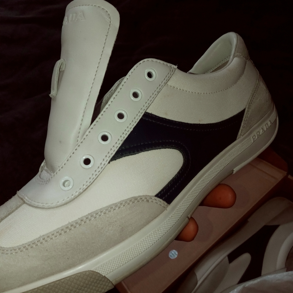Prada low top suede sneakers